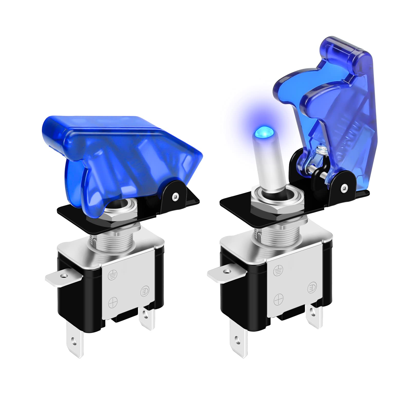 DaierTek 12V Blue LED Illuminated Toggle Switch with Safety Cover